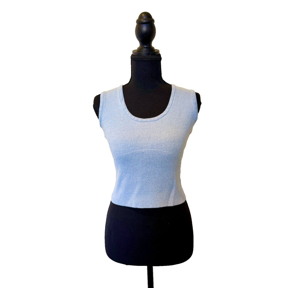 VTG 06' ST. JOHN SPORT Knit Santana Baby Blue 80% Wool Tank Top - Women's S